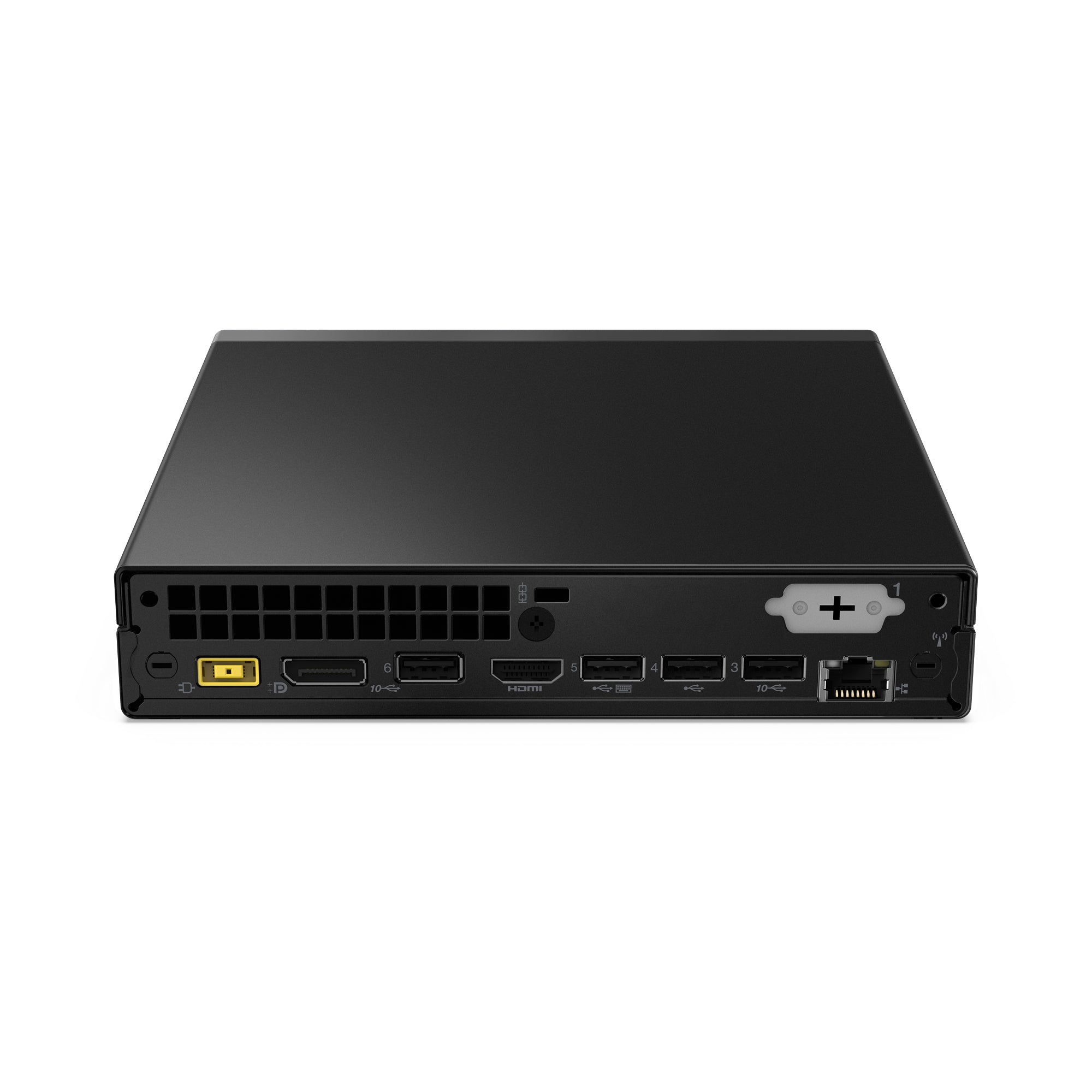 Retro del Lenovo ThinkCentre Neo 50q Gen 4 Tiny con porte HDMI, DisplayPort e USB. Connettività completa per ogni esigenza lavorativa. Retro del Lenovo ThinkCentre Neo 50q Gen 4 Tiny con porte HDMI, DisplayPort e USB. Connettività completa per ogni esigenza lavorativa.